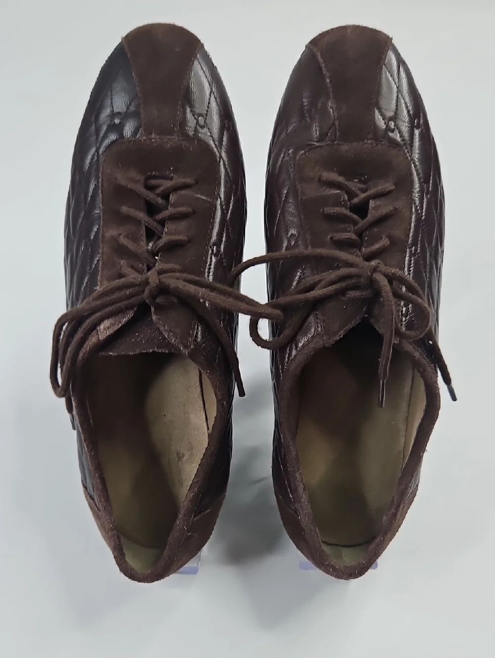 Easy Spirit Grotont Brown Quilted Leather Lace-Up Shoes 8.5